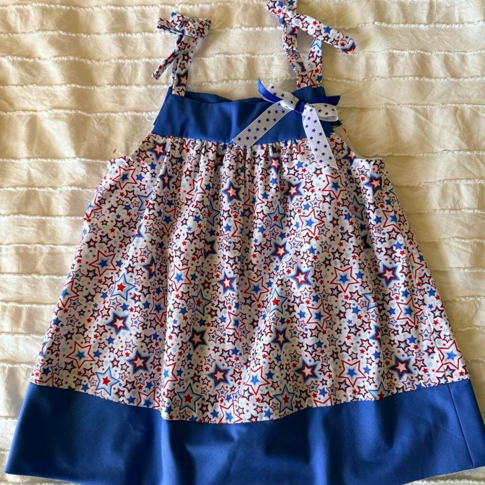 Red white and blue star handmade dress